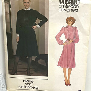 Vintage Vogue Sewing Pattern American Designer Diane von Furstenberg dress sz 10